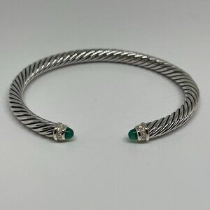 David Yurman Cable Classics Green Onyx Bracelet with Pavé Diamonds